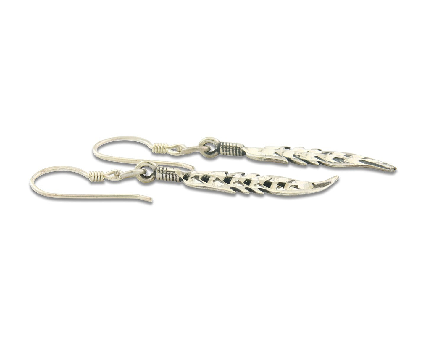 Navajo Feather Earrings Sterling Silver Dangle Vintage Authentic Signed Masha