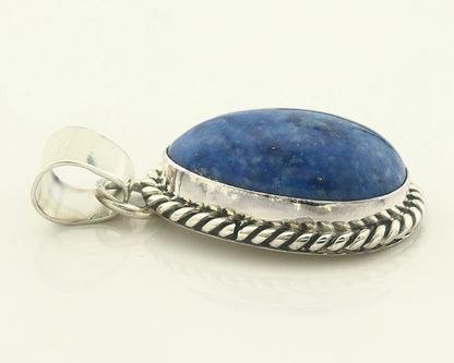 Navajo 925 Sterling Silver Pendant Signed M Sterling Hand Stamped Natural Lapis