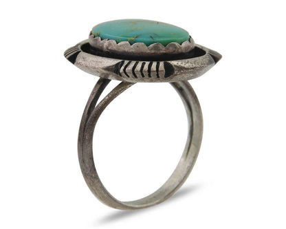 Navajo Ring 925 Silver Natural Turquoise Signed Leonard & Marian Nez C.80's