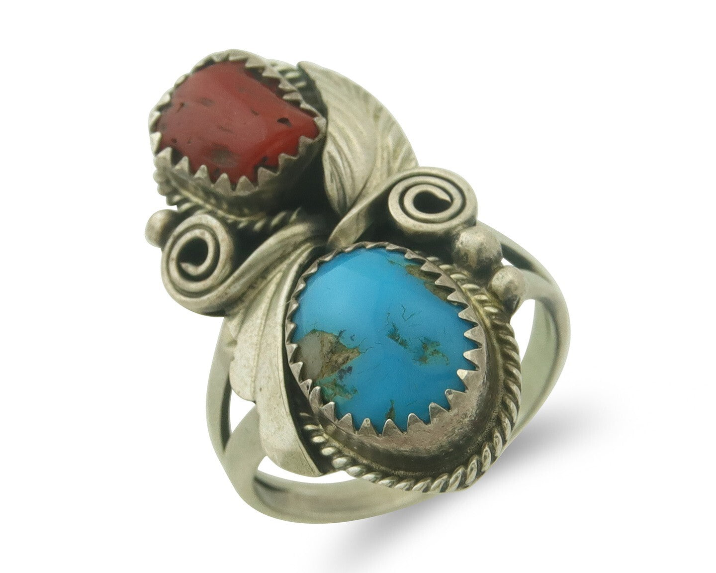 Vintage Navajo Ring 925 Sterling Natural Gemstones Signed Justin Morris Sz 6.75