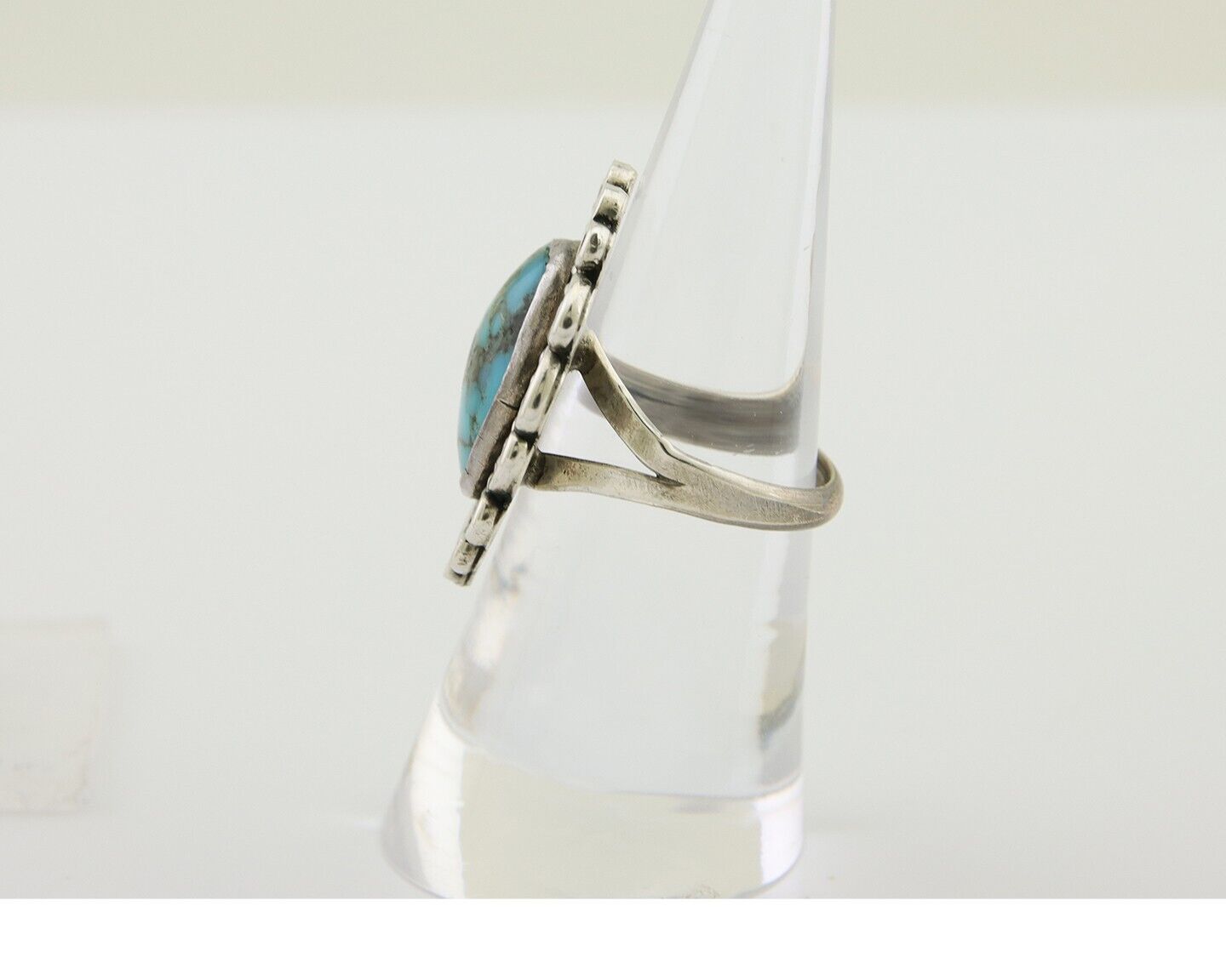Navajo Ring 925 Silver Blue Turquoise Native Artist Siged W C.80's