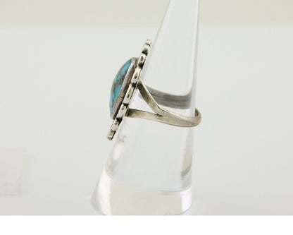 Navajo Ring 925 Silver Blue Turquoise Native Artist Siged W C.80's