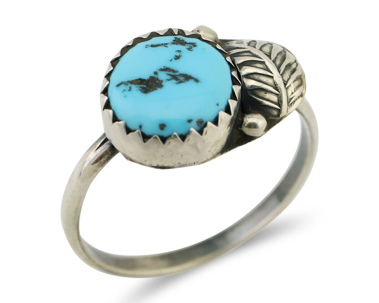 Navajo Ring 925 Silver Sleeping Beauty Turquoise Native American Artist C.80's