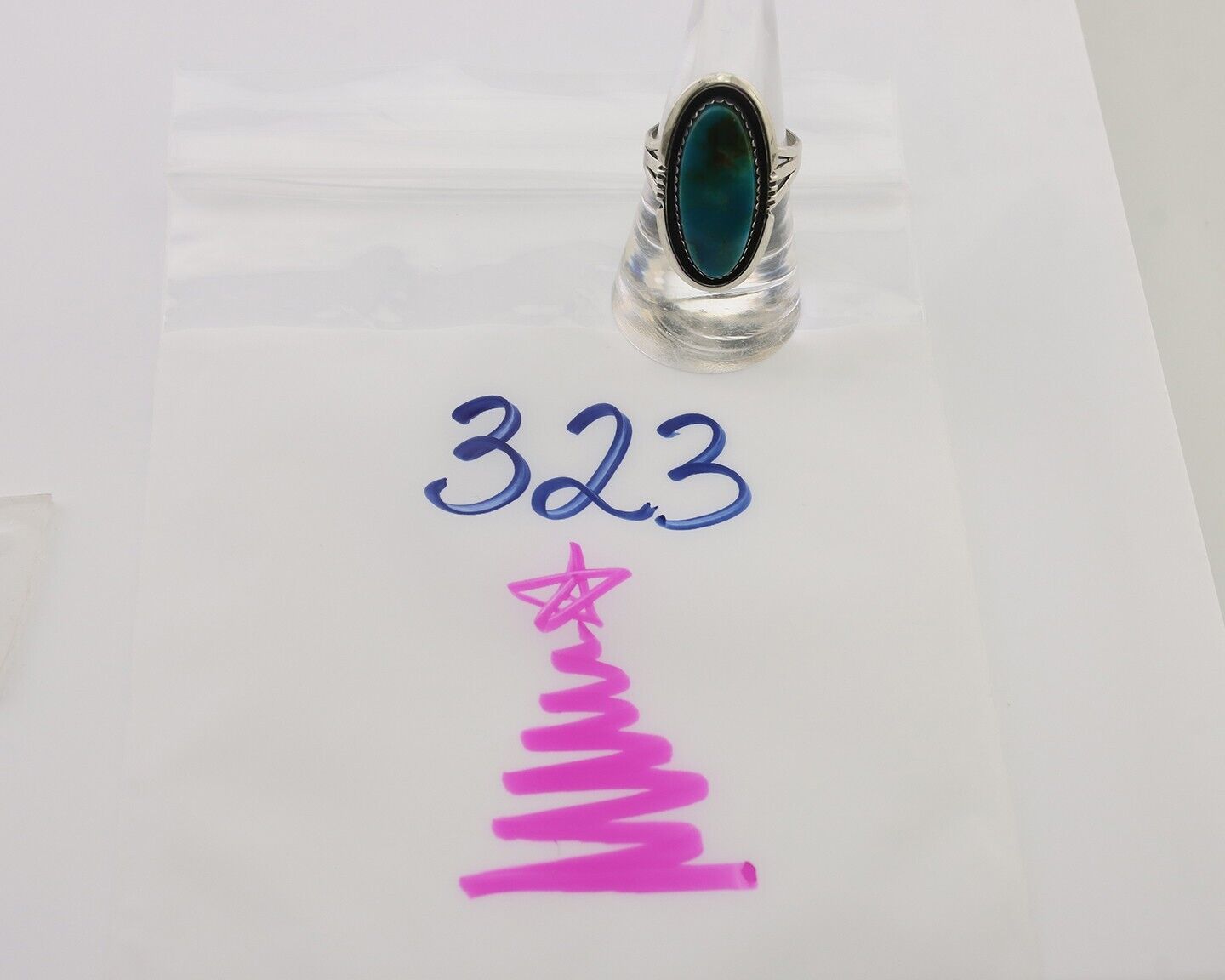 Navajo Ring 925 Silver Natural Blue Turquoise Native American Artist C.80's