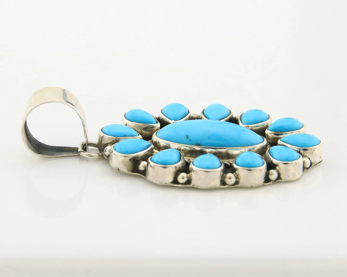 Navajo Pendant Sterling Silver Turquoise Vintage Signed SS