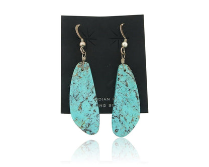 Santo Domingo Earrings 925 Silver Natural Turquoise Native American Artist C80s