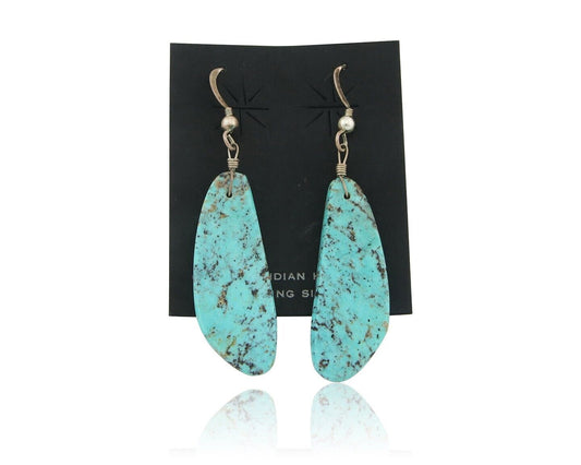 Santo Domingo Earrings 925 Silver Natural Turquoise Native American Artist C80s