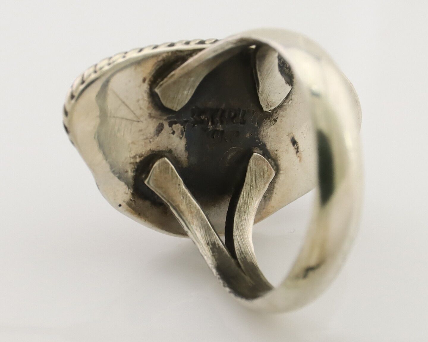 Navajo Handmade Ring 925 Silver Natural Fire Opal Native Artist Size 5.25 C.80's