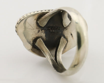 Navajo Handmade Ring 925 Silver Natural Fire Opal Native Artist Size 5.25 C.80's