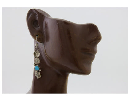 Navajo Dangle Earrings 925 Silver Natural Turquoise Native Artist C.80's