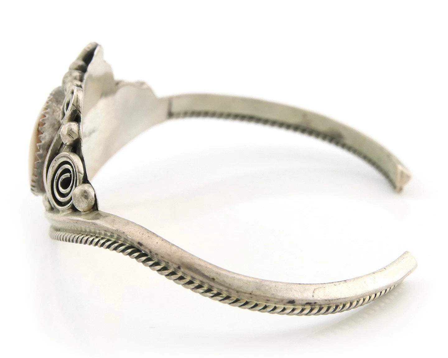 Navajo Cuff Bracelet Sterling Silver Authentic Pink Muscle Signed Justin Morris