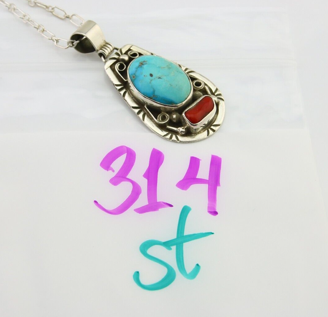 Navajo Necklace 925 Silver Spiderweb Turquoise Artist Signed Teepee on Hill C80s