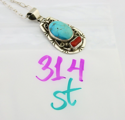 Navajo Necklace 925 Silver Spiderweb Turquoise Artist Signed Teepee on Hill C80s
