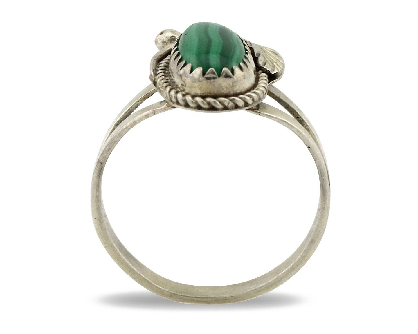 Navajo Ring 925 Silver Natural Mined Malachite Artist Signed Justin Morris C.80s