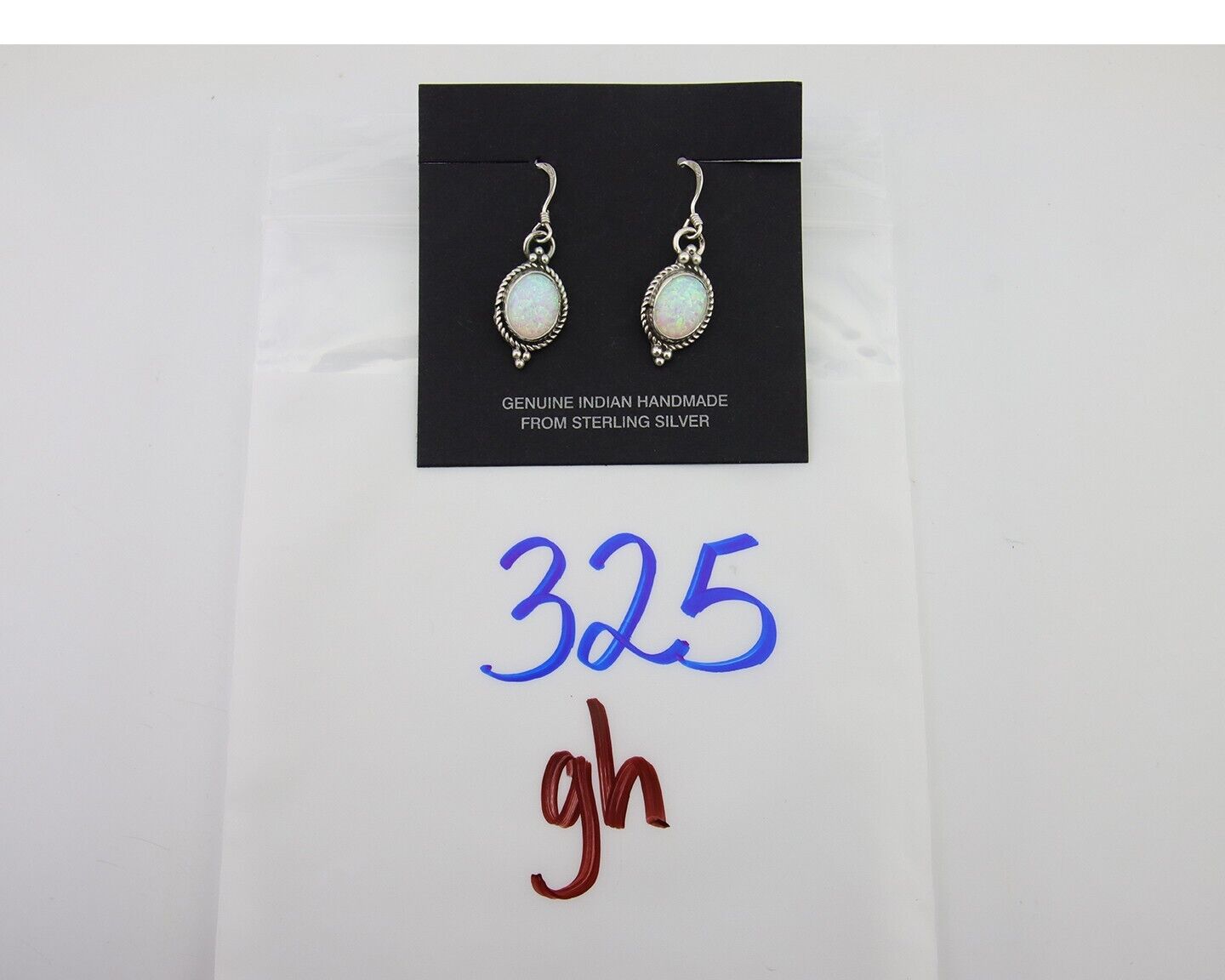 Navajo Dangle Earrings 925 Silver Natural Opal Native Artist C.80's