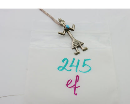 Navajo Turquoise Necklace 925 Silver Sand Cast Dancer C.80's