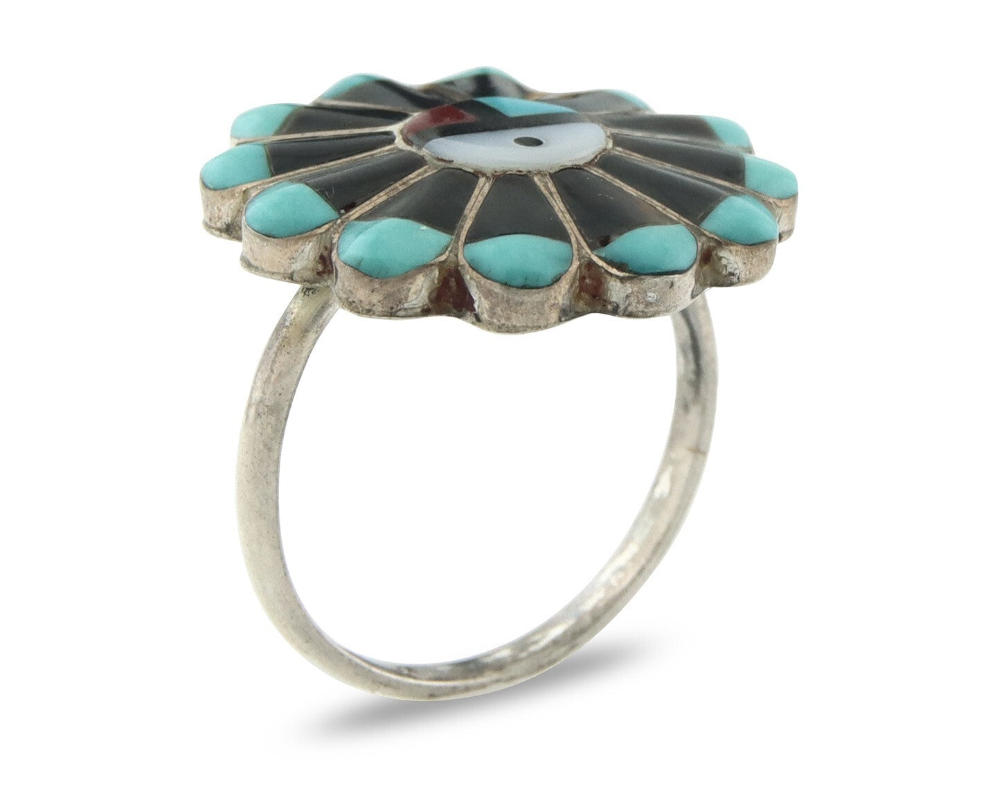 Vintage Zuni Ring 925 Sterling Silver Natural Gemstone Size 7.0