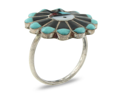 Vintage Zuni Ring 925 Sterling Silver Natural Gemstone Size 7.0