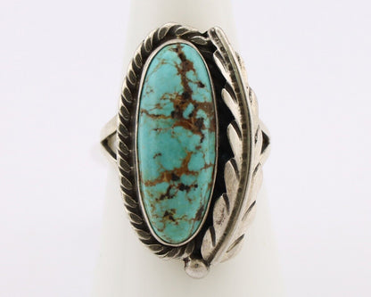 Navajo Ring 925 Silver Spiderweb Turquoise Native Artist Signed C.80's