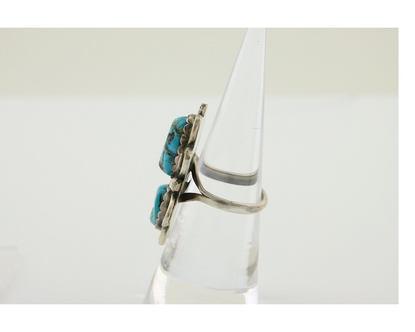 Navajo Ring 925 Silver Blue Turquoise Artist Signed F C.80's