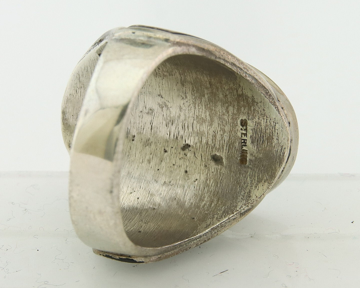 Vintage Navajo Ring 925 Sterling Natural Gemstone Native Artist Size 12
