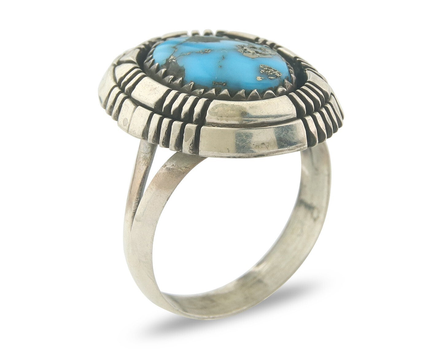 Vintage Navajo Ring 925 Sterling Authentic Traditional Turquoise Size 8.75