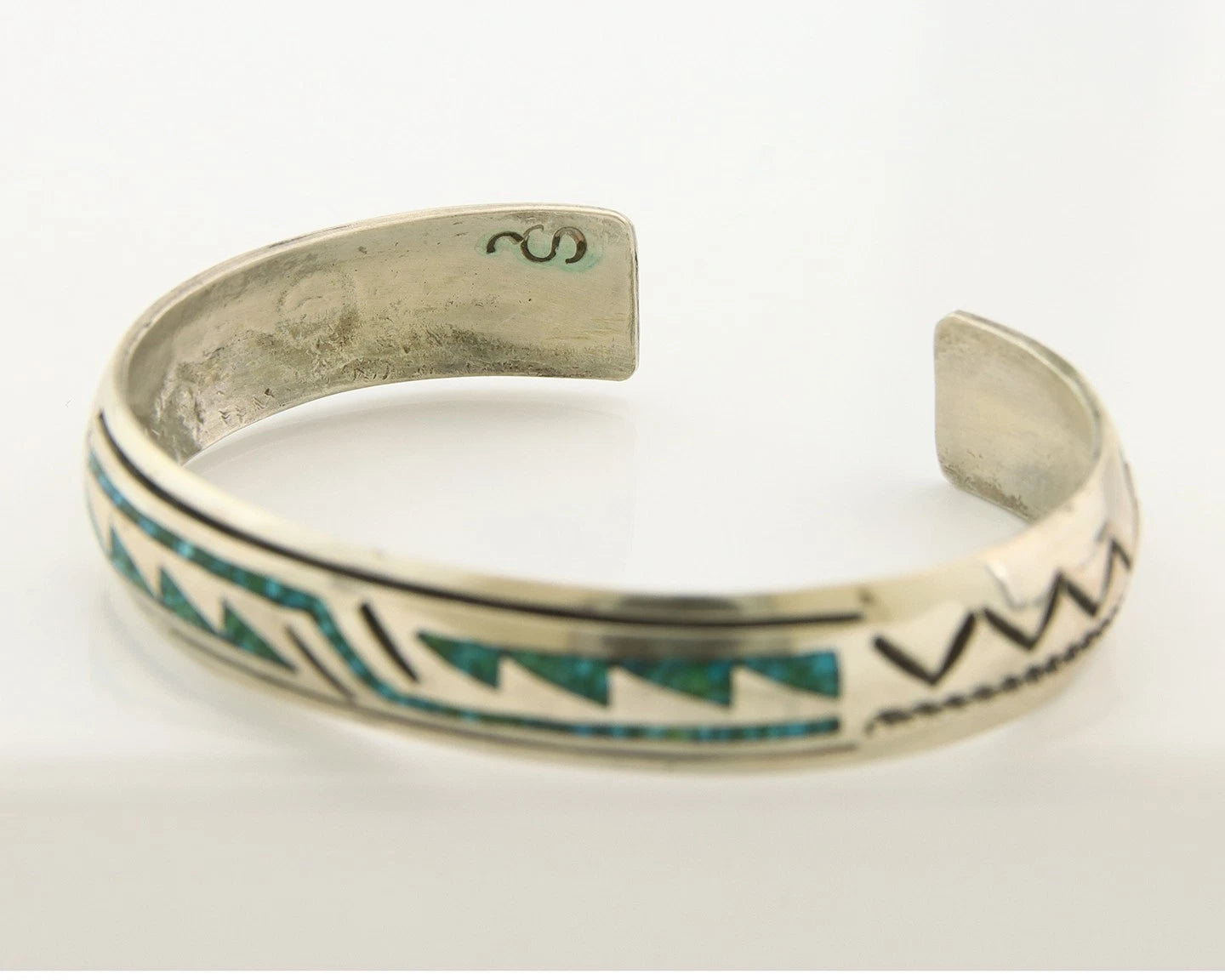 Navajo Cuff Bracelet Sterling Silver Authentic Turquoise Signed Stanley Bain