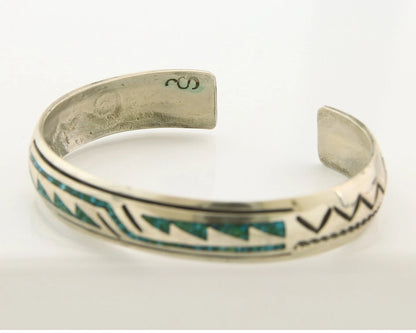 Navajo Cuff Bracelet Sterling Silver Authentic Turquoise Signed Stanley Bain