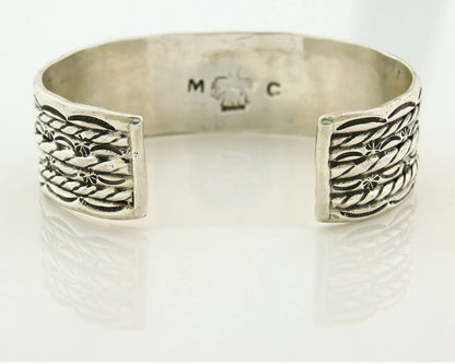 Navajo Cuff Bracelet 925 Sterling Silver Vintage Handmade Signed MC