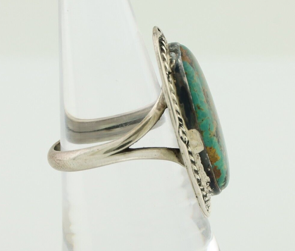 Navajo Ring .925 Silver Natural Turquoise Artist Signed Billy Eagle C.80's