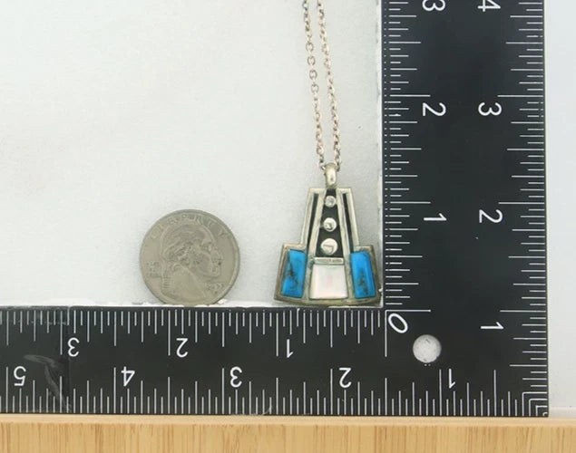 Navajo Necklace Sterling Silver Natural Blue Turquoise Vintage