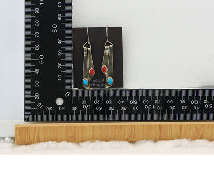 Navajo Earrings Sterling Silver Turquoise Vintage Handmade Dangle