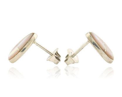 Navajo Earrings 925 Silver Pink Mussel Native American Artist C.80's