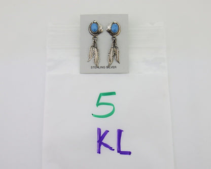 Navajo Earrings 925 Silver Blue Denim Lapis Native American Artist C.80's