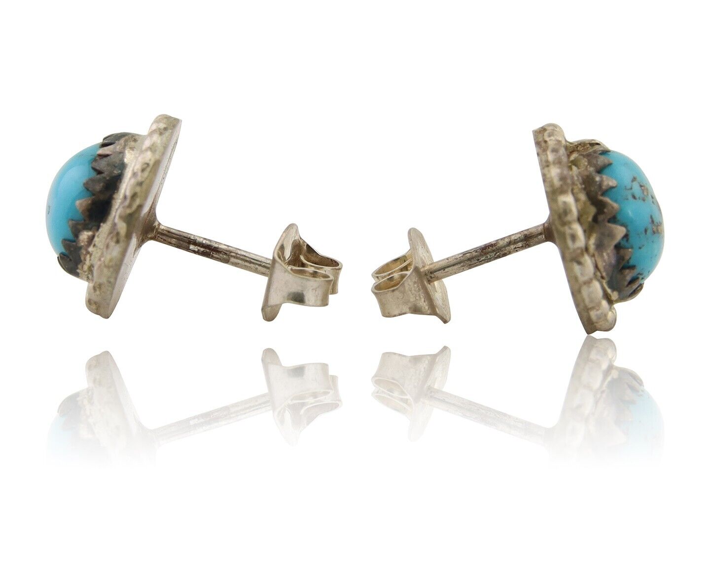 Navajo Earrings 925 Silver Blue Turquoise Native Artist C.80's