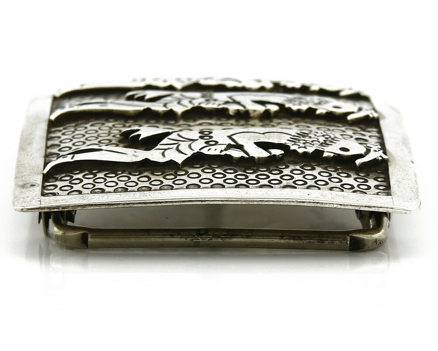 Navajo Belt Buckle .925 SOLID Silver Handmade Artist THJ or FHJ C.80's