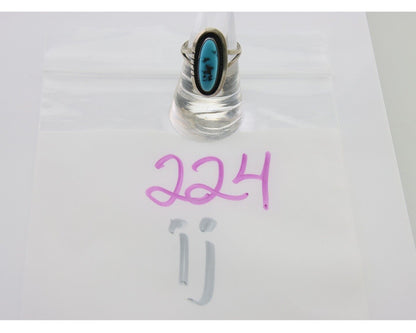 Navajo Ring 925 Silver Sleeping Beauty Turquoise Native American Artist C.80's