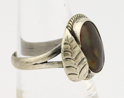 Navajo Handmade Ring 925 Silver Natural High Grade Fire Opal Native Artist C.80s