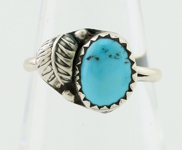 Navajo Ring 925 Silver Sleeping Beauty Turquoise Native American Artist C.80's