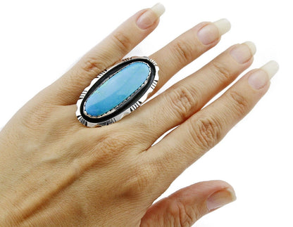 Large Navajo Museum Quality Handmade .925 Solid Silver Natural Turquoise Ring