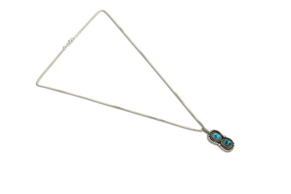 Navajo Necklace 925 Silver Natural Turquoise Native American Artist C.80's