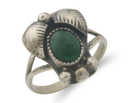 Vintage Navajo Ring 925 Sterling Authentic Traditional Malachite Size 6.0