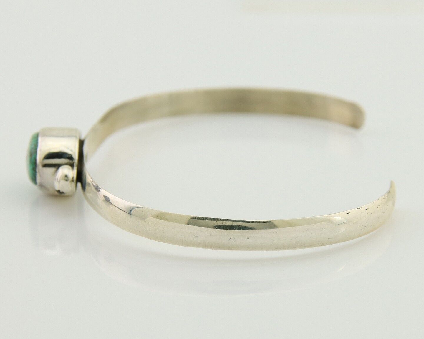 Navajo Cuff Bracelet Spiderweb Turquoise 925 Silver Native American Artist C.80s