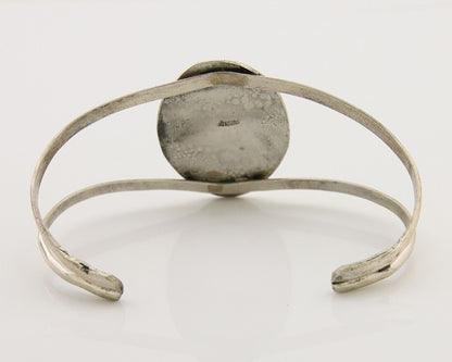 Navajo Hand Stamped Cuff Bracelet Turquoise 925 Silver Native American Artist