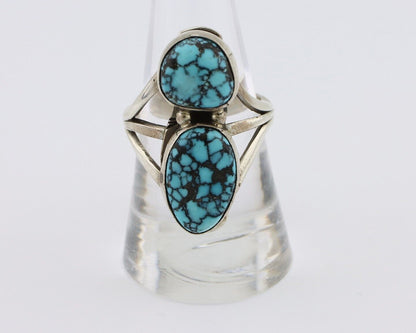 Navajo Ring 925 Silver Spiderweb Turquoise Artist Signed Tom Willeto C.80's