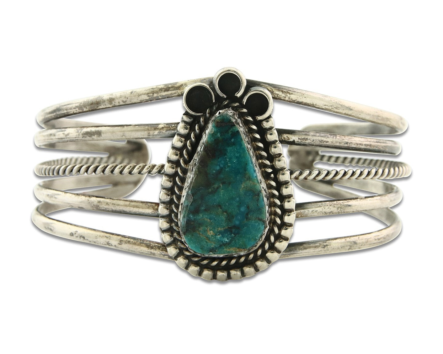 Vintage Navajo Bracelet 925 Silver Blue Turquoise Signed Kay Johnson