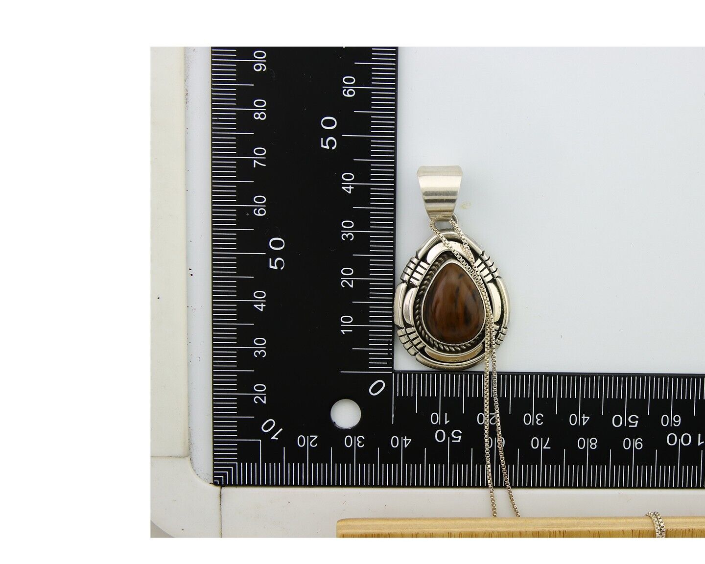 Navajo Necklace 925 Silver Petrified Wood Handmade Native American Artist C.80's