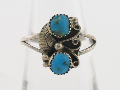 Navajo Ring 925 Silver Kingman Turquoise Native American Artist C.80's