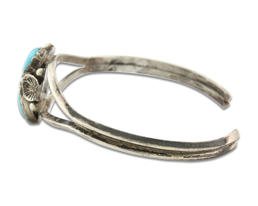 Vintage Navajo Bracelet 925 Silver Turquoise Tranditional Handmade Signed K