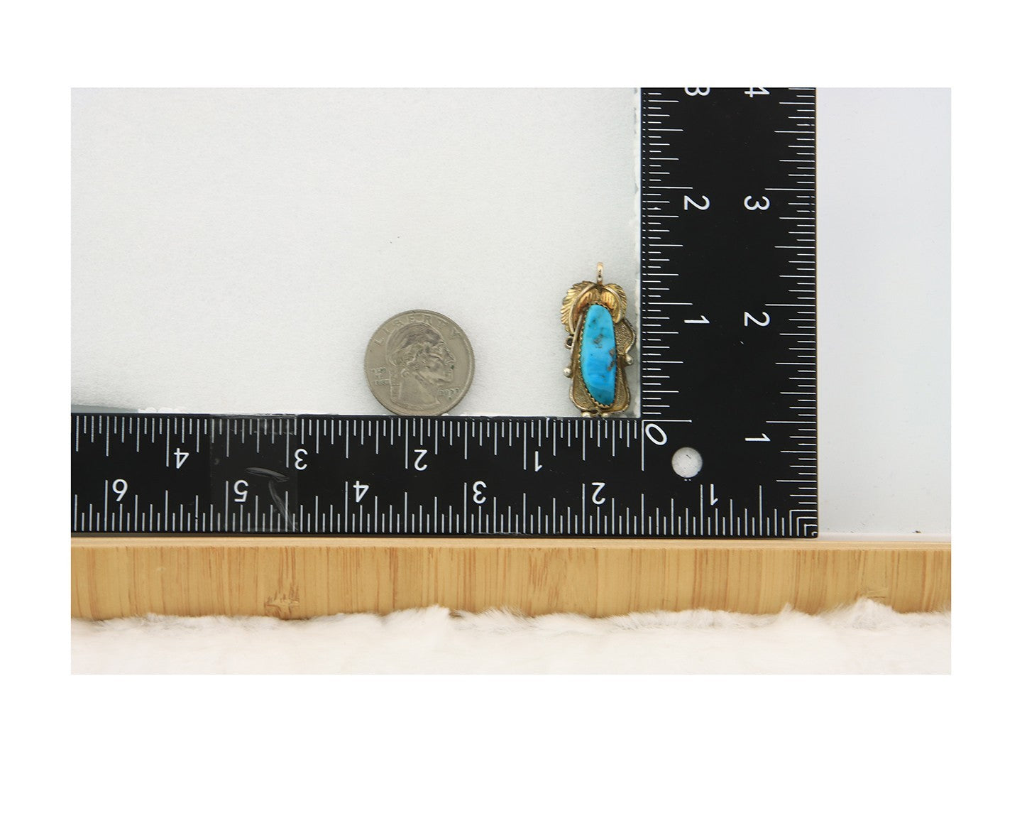 Navajo Pendant Sterling Silver & Gold Natural Blue Turquoise Authentic Native
